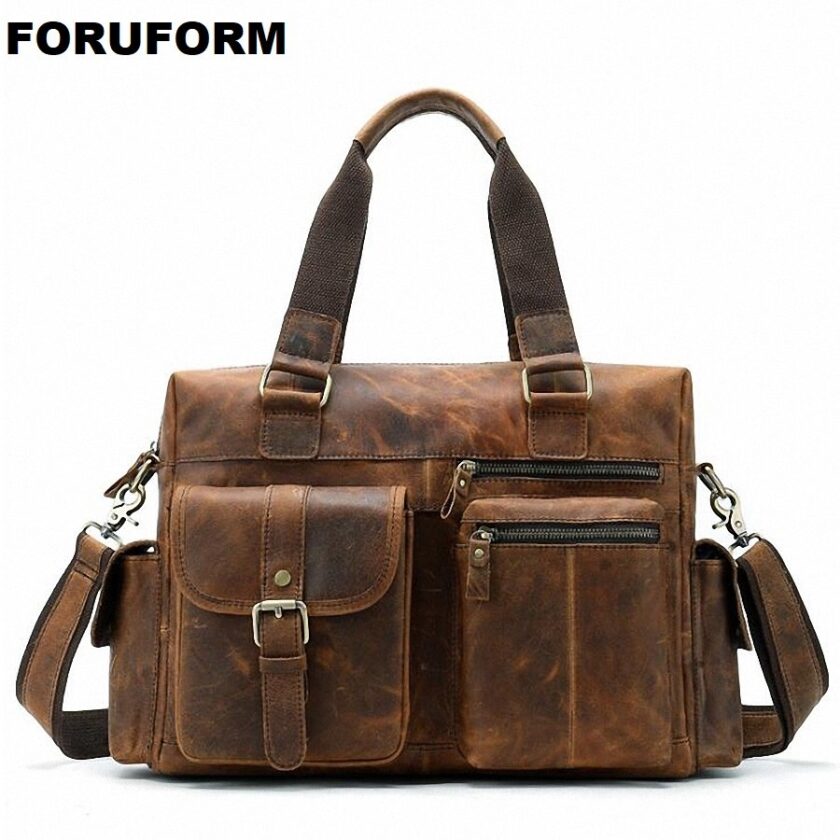 Crazy Horse Genuine Leather Travel Bag Men Vintage Travel Duffel bag