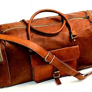 Firu-Handmade 24" Vintage Style Leather Brown Gym Bag