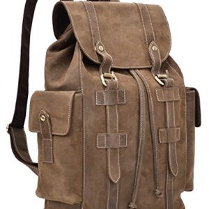 Men Crazy Horse Leather Backpack Casual Daypack