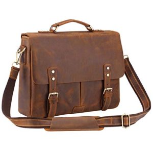 Jack&Chris Men's Leather Briefcase Messenger Bag Laptop