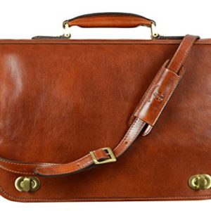 Leather Briefcase Laptop Bag Attache Medium Time Resistance (Brown)
