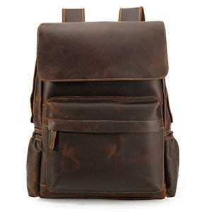 Men's Crazy Horse Cowhide Real Leather Laptop Backpack