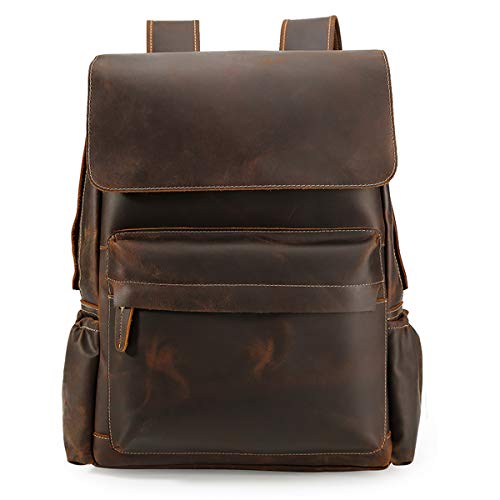 Men's Crazy Horse Cowhide Real Leather Laptop Backpack Review ...