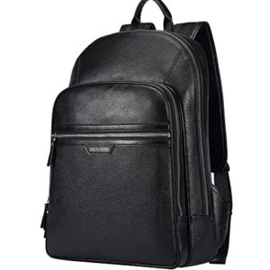 Classic School Laptop Backpack Genuine Leather Book Bag