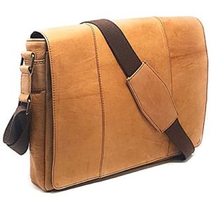 Genuine Leather Office Messenger Bag for 15.6-Inch Laptop