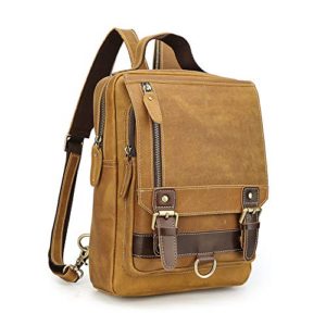 Tiding Retro Men's Genuine Leather Convertible Backpack Purse