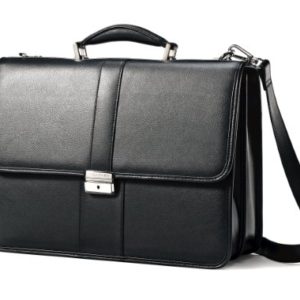 Samsonite Leather Flapover Case, Black