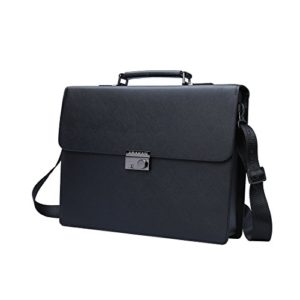 Mens IT Briefcase with Lock, Leather Briefcase Organizer