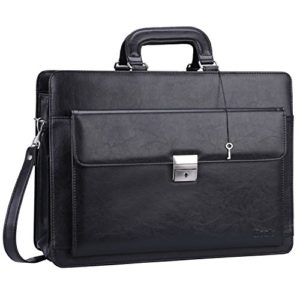 Ronts Mens PU Leather Briefcase with Lock Laptop