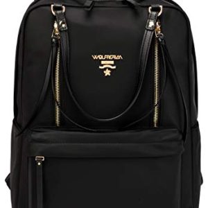 Wolfrealm laptop backpack for women in black, water-repellent with anti-theft pockets