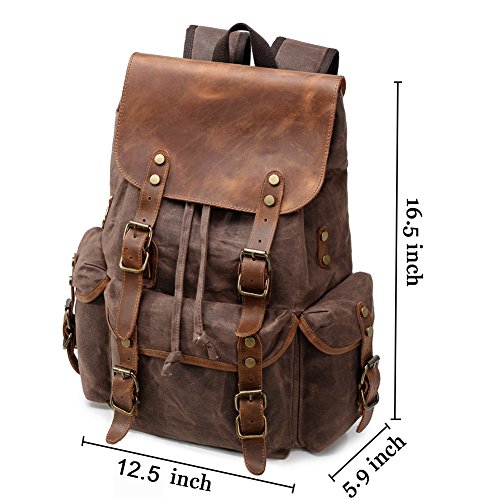 Kemy's Mens Waxed Canvas Backpack Leather Rucksack for Men Review ...