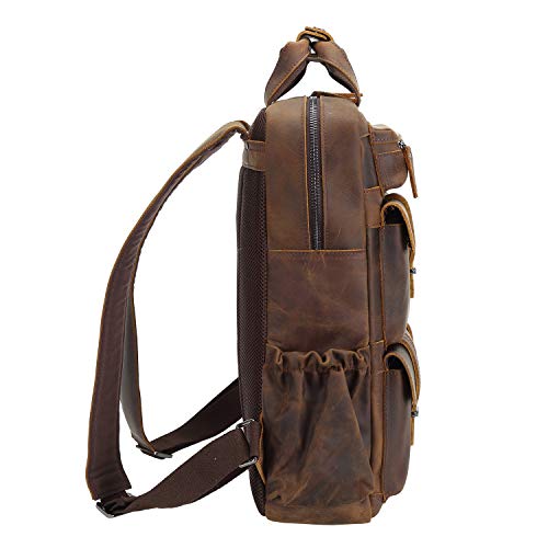 Polare Cowhide Leather Multiple Laptop Backpack Day Pack Review ...