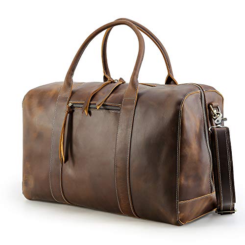 Men's Vintage Leather Travel Duffel Casual Overnight Weekender Review ...
