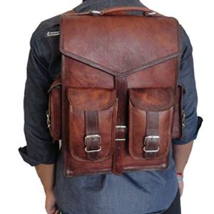 Vintage Leather Backpack Laptop Messenger Bag Rucksack