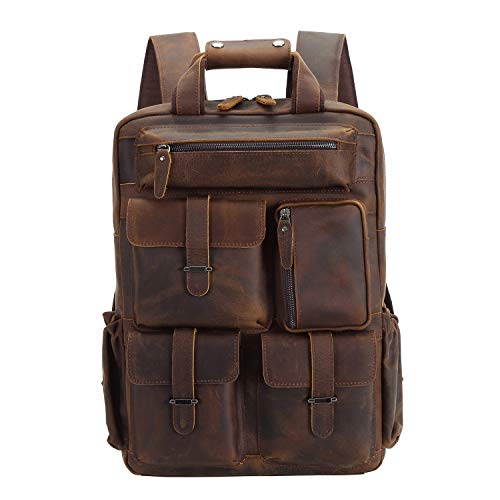 Polare Cowhide Leather Multiple Laptop Backpack Day Pack Review ...