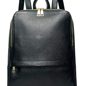 Coolcy Hot Style Women Real Genuine Leather Backpack Fashion Bag (Black)