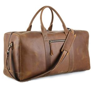 MERKIT 23" Cowhide Leather Travel Sports Overnight Duffle