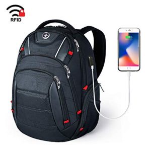Swissdigital Busniess Travel Polyester Backpack with USB Charging Port