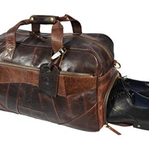 19 Inch Leather Travel Duffle Bag For Men Overnight Weekend Luggage