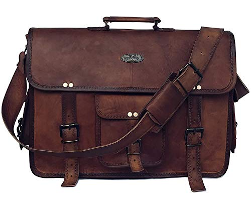 18 Inch Leather Briefcase Large Messenger Shoulder Bag Review ...