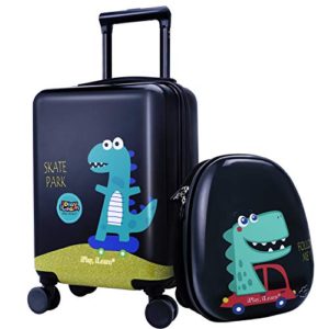 18” Kids Dinosaur Luggage, Hard Shell Travel Carry On Suitcase