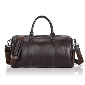 BOSTANTEN Genuine Leather Travel Weekender Overnight Duffel Bag