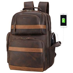 Tiding Leather Backpack 15.6 inch Laptop Backpack Vintage
