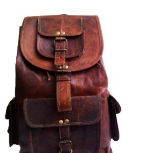 20" Genuine Leather Retro Rucksack Backpack College Bag,school Picnic Bag Travel