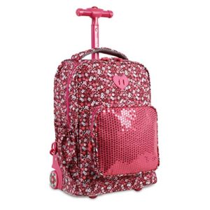 J World New York Girls' Sparkle Kids Rolling Backpack