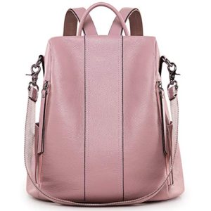 S-ZONE Soft Leather Backpack for Women Anti-theft Rucksack