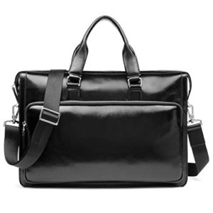 MANTOBRUCE Leather Briefcase Shoulder Laptop Business Vintage