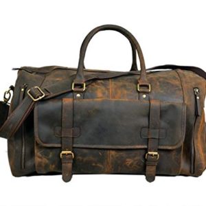 24 Inch Genuine Leather Duffel | Travel Overnight Weekend Leather Bag