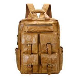 ALTOSY Vintage Men Leather Backpack Casual Daypack Travel