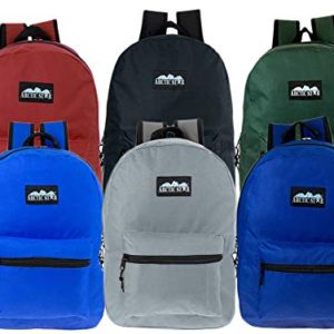17" Wholesale Kids Classic Backpack in 6 Solid Colors - Bulk Case of 24 Bookbags