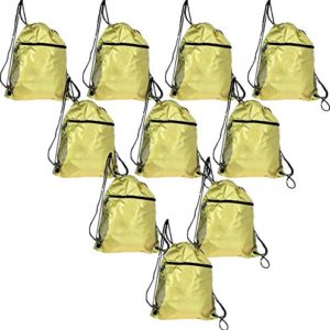 50 Pack - Bulk Case Drawstring Backpacks in Gold