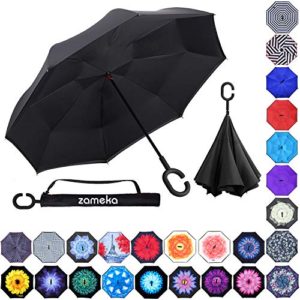 Z ZAMEKA Double Layer Inverted Umbrellas Reverse Folding Umbrella