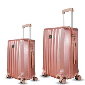 ZM Luggage Sets Hardside Spinner Suitcase PC ABS Built-in Anti-Theft Lock 22in 26in (Rose Gold)