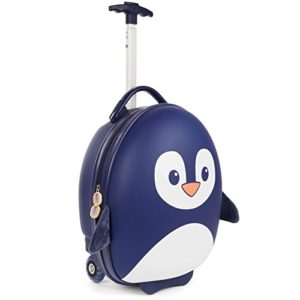 Boppi Tiny Trekker Kids Luggage Travel Suitcase Carry On Cabin Bag Holiday Pull Along Trolley Lighweight Wheeled Holdall 17 Litre Hand Case - Penguin Blue