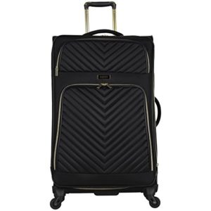 Kenneth Cole Reaction Women's Chelsea 28" Softside Chevron Quilted Expandable 4-Wheel Spinner Checked Suitcase, Black