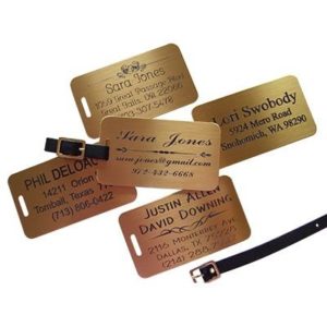 JUMBO Engraved Brass Luggage Tags (2) Customize