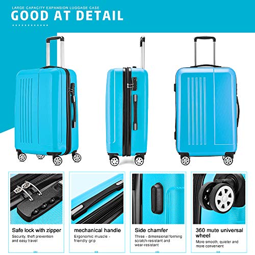 Luggage 2 Piece set Expandable Spinner Hardshell 20inch & 24inch, Sky ...