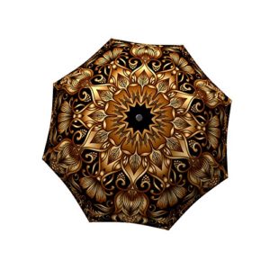 LA BELLA UMBRELLA Gold Floral Designer Unique Art Travel