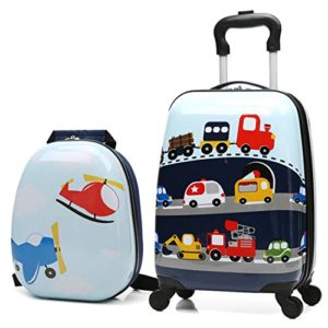 X-tag 2 Pcs Kids Carry on Luggage Set 18" Rolling Suitcase