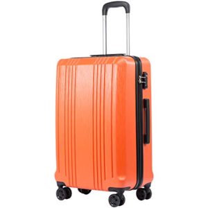 Coolife Luggage Expandable(only 28") Suitcase PC+ABS with TSA Lock Spinner 20in 24in 28in (orange, S(20in_carry on))