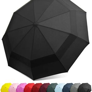 EEZ-Y Compact Travel Umbrella w/Windproof Double Canopy Construction