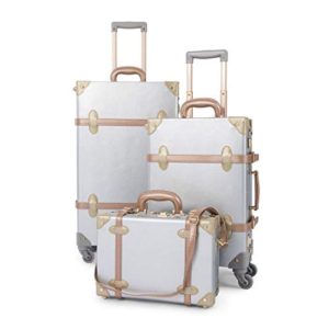 COTRUNKAGE 3 Piece Vintage Luggage Set TSA Lock Retro Trunk