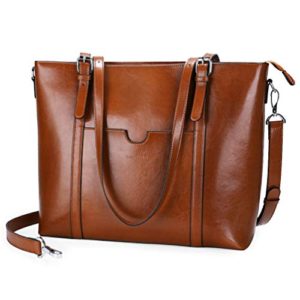 Women 15.6" Laptop Genuine Leather Shoulder Bag