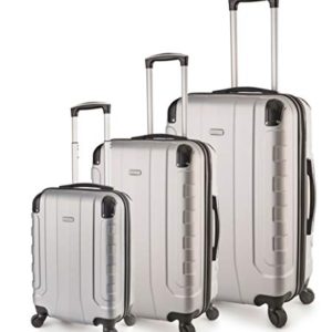 TravelCross Chicago Luggage 3 Piece Lightweight Spinner Set - Silver