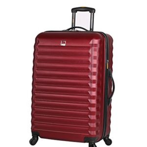 Lucas ABS Large Hard Case 28 inch Checked Suitcase With Spinner Wheels (28in, Burgundy)