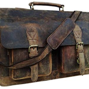 18 Inch Vintage Computer Leather Laptop Messenger Bags for Men Leather Briefcase Shoulder Bag Man & Women Bag